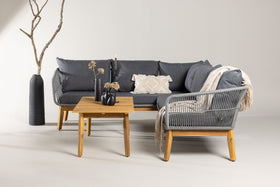 Chania hoekbank met salontafel - grijs / acacia