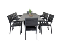 Levels eettafel - zwart aluminium / grijs aintwood - 160/240*90 + Levels eetstoel