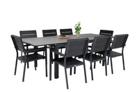 Levels eettafel - zwart aluminium / grijs aintwood - 160/240*90 + Levels eetstoel