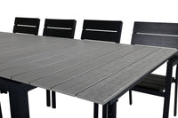 Levels eettafel - zwart aluminium / grijs aintwood - 160/240*90 + Levels eetstoel