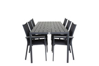 Break eettafel - zwart alu / zwart aintwood - 205*90 + Parma armstoel