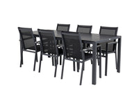 Break eettafel - zwart alu / zwart aintwood - 205*90 + Parma armstoel