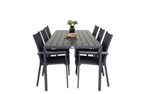 Break eettafel - zwart alu / zwart aintwood - 205*90 + Parma armstoel