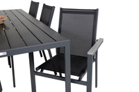 Break eettafel - zwart alu / zwart aintwood - 205*90 + Parma armstoel