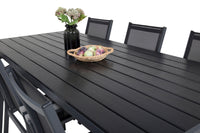 Break eettafel - zwart alu / zwart aintwood - 205*90 + Parma armstoel