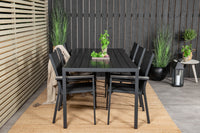 Break eettafel - zwart alu / zwart aintwood - 205*90 + Parma armstoel