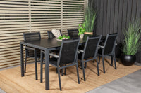 Break eettafel - zwart alu / zwart aintwood - 205*90 + Parma armstoel