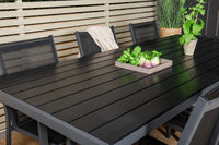 Break eettafel - zwart alu / zwart aintwood - 205*90 + Parma armstoel