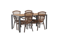 Break eettafel 95*150 - zwart / alu + Galera eetstoel - bruin / alu