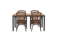 Break eettafel 95*150 - zwart / alu + Galera eetstoel - bruin / alu