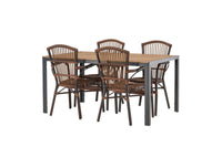 Break eettafel 95*150 - zwart / alu + Galera eetstoel - bruin / alu