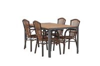 Break eettafel 95*150 - zwart / alu + Galera eetstoel - bruin / alu