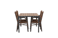 Break eettafel 95*150 - zwart / alu + Galera eetstoel - bruin / alu