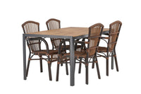 Break eettafel 95*150 - zwart / alu + Galera eetstoel - bruin / alu