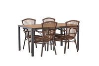 Break eettafel 95*150 - zwart / alu + Galera eetstoel - bruin / alu