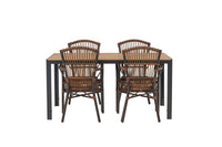 Break eettafel 95*150 - zwart / alu + Galera eetstoel - bruin / alu