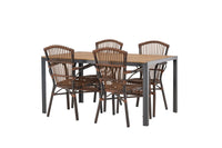 Break eettafel 95*150 - zwart / alu + Galera eetstoel - bruin / alu