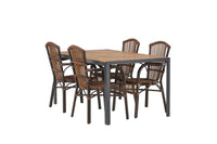 Break eettafel 95*150 - zwart / alu + Galera eetstoel - bruin / alu