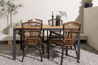 Break eettafel 95*150 - zwart / alu + Galera eetstoel - bruin / alu