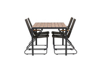 Break eettafel 95*150 - zwart / alu + Bois eetstoel - zwart / grijs bruin