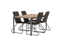 Break eettafel 95*150 - zwart / alu + Bois eetstoel - zwart / grijs bruin