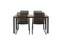 Break eettafel 95*150 - zwart / alu + Bois eetstoel - zwart / grijs bruin