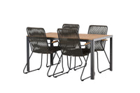 Break eettafel 95*150 - zwart / alu + Bois eetstoel - zwart / grijs bruin