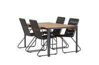 Break eettafel 95*150 - zwart / alu + Bois eetstoel - zwart / grijs bruin