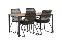 Break eettafel 95*150 - zwart / alu + Bois eetstoel - zwart / grijs bruin