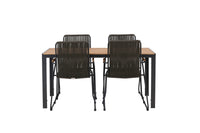 Break eettafel 95*150 - zwart / alu + Bois eetstoel - zwart / grijs bruin