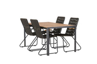 Break eettafel 95*150 - zwart / alu + Bois eetstoel - zwart / grijs bruin