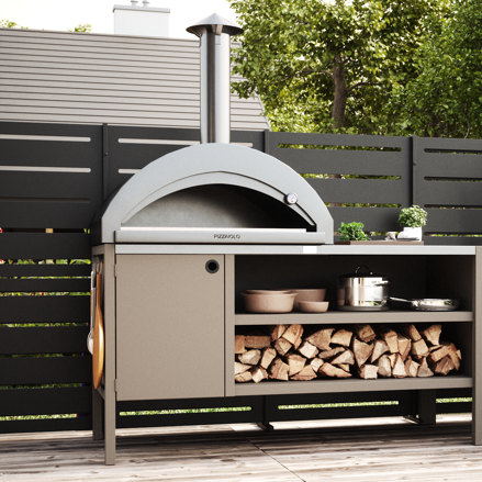 Pizzaiolo hout + accessoires + Umami module 3, beige / roestvrij