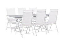 Garcia eettafel 200*100 - wit / alu / grijs aintwood + Break eetstoel - wit / alu / textilene