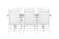 Garcia eettafel 200*100 - wit / alu / grijs aintwood + Break eetstoel - wit / alu / textilene