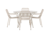 Lina eettafel 120ø - Beige + Peking eetstoel - beige / alu