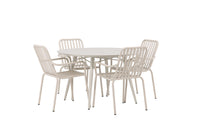 Lina eettafel 120ø - Beige + Peking eetstoel - beige / alu