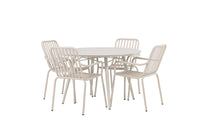 Lina eettafel 120ø - Beige + Peking eetstoel - beige / alu