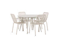Lina eettafel 120ø - Beige + Peking eetstoel - beige / alu