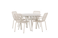 Lina eettafel 120ø - Beige + Peking eetstoel - beige / alu
