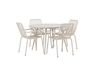 Lina eettafel 120ø - Beige + Peking eetstoel - beige / alu