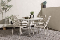 Lina eettafel 120ø - Beige + Peking eetstoel - beige / alu