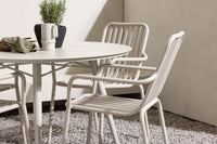 Lina eettafel 120ø - Beige + Peking eetstoel - beige / alu