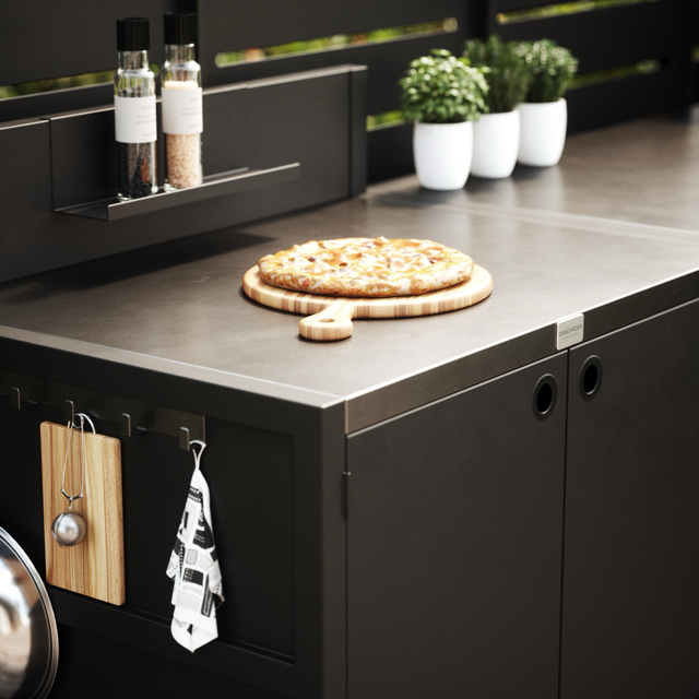 Speciale prijs UMAMI buitenkeuken module 1 + 2 inclusief hoes, zwart / roestvrij