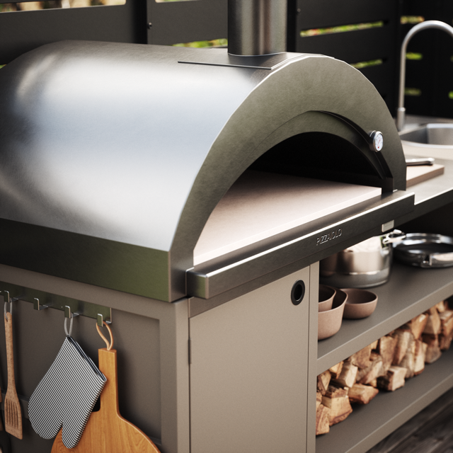 Pizzaiolo hout + accessoires + Umami module 3, beige / roestvrij