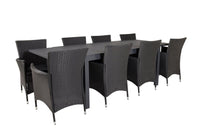 Marbella eettafel 160/240*100 - zwart + Knick armstoel - zwart