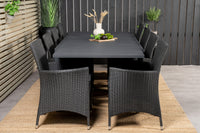 Marbella eettafel 160/240*100 - zwart + Knick armstoel - zwart