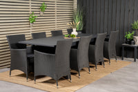 Marbella eettafel 160/240*100 - zwart + Knick armstoel - zwart