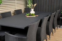 Marbella eettafel 160/240*100 - zwart + Knick armstoel - zwart