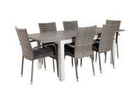 Albany eettafel 152/210 - wit alu / grijs aintwood + Anna eetstoel - grijs