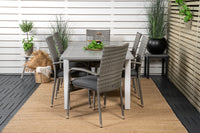 Albany eettafel 152/210 - wit alu / grijs aintwood + Anna eetstoel - grijs